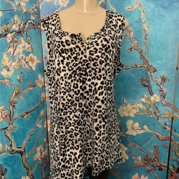 Urban Rebel Black Animal Step Hem Tunic Tank Top - Picture 1 of 6